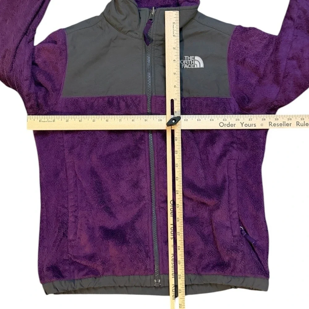 The North Face Girls Denali Fleece Jacket M 10/12 Purple Gray Full Zip Outdoor